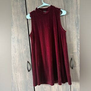 Sleeveless Velvet Dress in Deep Red